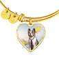 Boston Terrier Print Luxury Heart Charm Bangle
