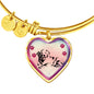 Golden Retriever Dog Print Heart Pendant Bangle