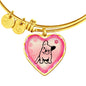 Cute French Bulldog Print Heart Pendant Bangle