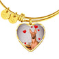 Pharaoh Hound Print Luxury Heart Charm Bangle