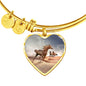 Arabian Horse Print Luxury Heart Charm Bangle