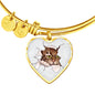 Amazing Cat Art Print Heart Pendant Bangle