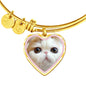 Cute Snoopy Cat Print Heart Pendant Bangle