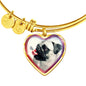 Cute Pug Dog Print Heart Pendant Bangle