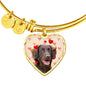 Flat Coated Retriever Print Luxury Heart Charm Bangle
