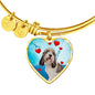 Petit Basset Griffon Vendeen Print Luxury Heart Charm Bangle