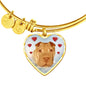 Shar Pei Print Luxury Heart Charm Bangle