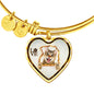 Lovely Bengal Cat Print Heart Pendant Bangle