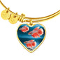Siamese Fighting Fish Print Heart Pendant Luxury Bangle