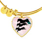 Horse Running Art Print Heart Pendant Bangle