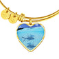 Fish Print Luxury Heart Charm Bangle