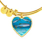 Slender Danios Fish Print Luxury Heart Charm Bangle