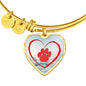 Red Paw Print Luxury Heart Charm Bangle