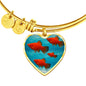 Southern Platyfish Fish Print Heart Pendant Luxury Bangle