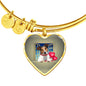 Cute Jack Russell Terrier On Window Print Heart Pendant Luxury Bangle