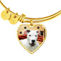 Dogo Argentino Print Luxury Heart Charm Bangle