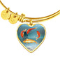 Goldfish Print Heart Pendant Luxury Bangle