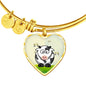 Cute Cow With Butterfly Print Heart Pendant Bangle