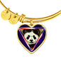 Cute Panda Art Print Heart Pendant Bangle