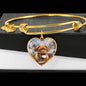 Dogue de Bordeaux Print Luxury Heart Charm Bangle