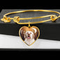 Clumber Spaniel Print Luxury Heart Charm Bangle