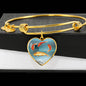Goldfish Print Heart Pendant Luxury Bangle