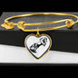 Mustang Horse Art Print Heart Pendant Bangle