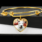 Dogo Argentino Print Luxury Heart Charm Bangle