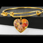 Cute Bullmastiff Print Luxury Heart Charm Bangle