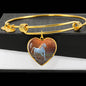 Lovely Thoroughbred Horse Print Luxury Heart Charm Bangle