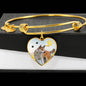 Cute Norwegian Lundehund Print Luxury Heart Charm Bangle