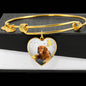 Cute Golden Retriever Print Luxury Heart Charm Bangle