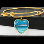 Slender Danios Fish Print Luxury Heart Charm Bangle