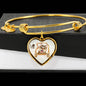 Lovely Bengal Cat Print Heart Pendant Bangle