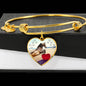 Lovely Horse Print Luxury Heart Charm Bangle