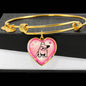 Cute French Bulldog Print Heart Pendant Bangle