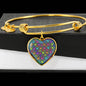Colorful Paws Print Heart Pendant Bangle