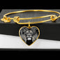 Lion Grey Art Print Heart Pendant Bangle
