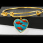 Southern Platyfish Fish Print Heart Pendant Luxury Bangle