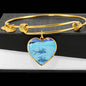 Fish Print Luxury Heart Charm Bangle