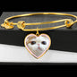 Cute Snoopy Cat Print Heart Pendant Bangle