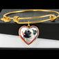 Cute Pug Dog Print Heart Pendant Bangle