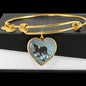 Clydesdale Horse Print Heart Pendant Luxury Bangle
