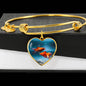 Fantail Fish Print Heart Pendant Luxury Bangle