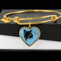 Papillon Dog On Denim Print Heart Pendant Bangle
