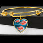 Siamese Fighting Fish Print Heart Pendant Luxury Bangle
