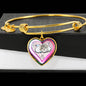 Cute Painted Cat Print Heart Pendant Bangle