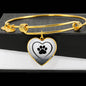 Paw Print Luxury Heart Charm Bangle