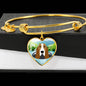 Basset Hound Dog Vector Print Heart Pendant Bangle