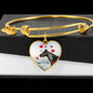 Thoroughbred Horse Print Luxury Heart Charm Bangle